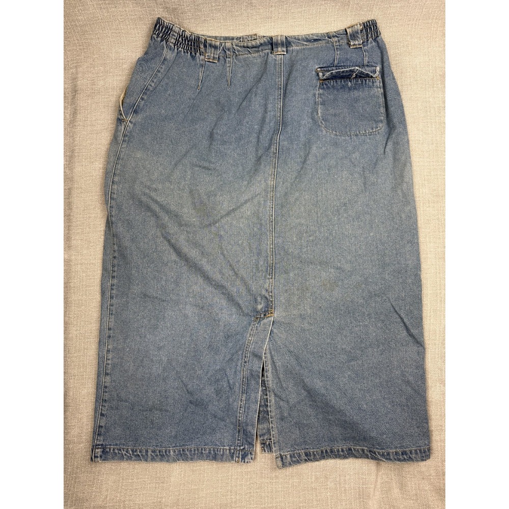 Baccini Womens Denim Skirt Size 20/34 Long Button Front